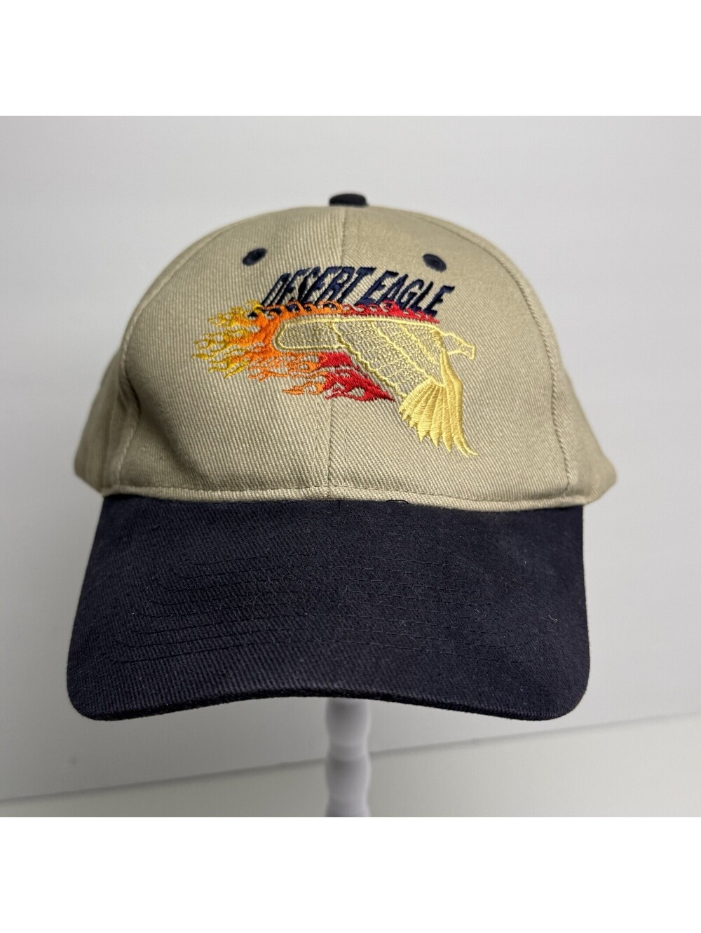 Y2K Desert Eagle Cap Hat Magnum Research Inc Flame Adjustable Tan Brown Toppers